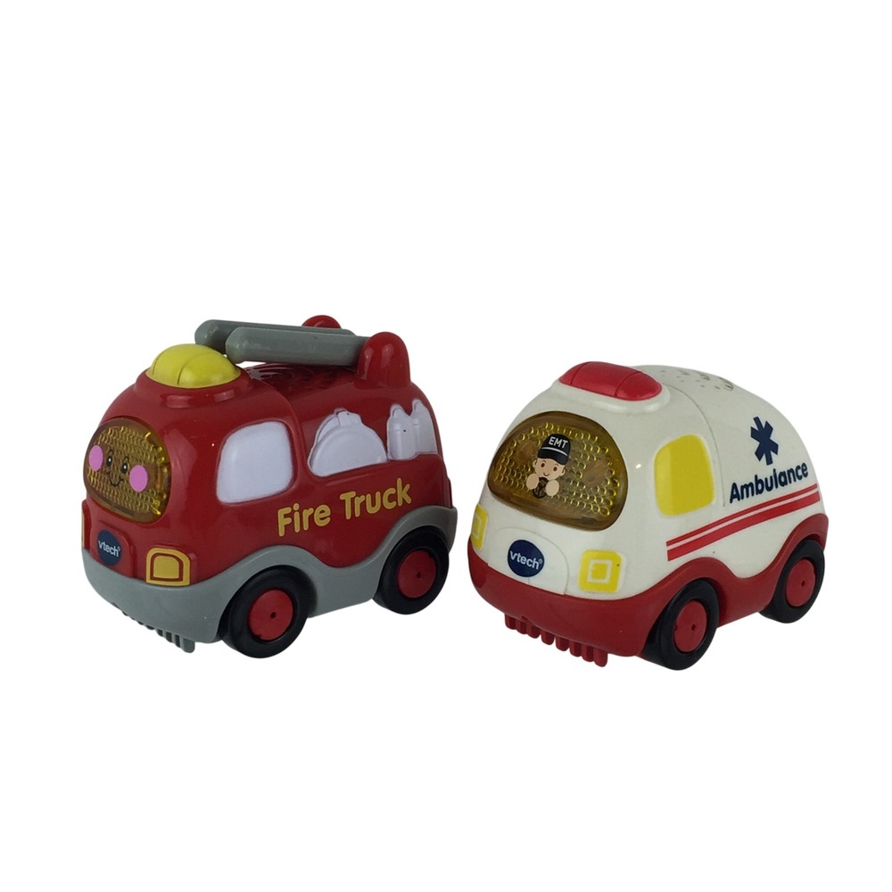 VTech Go Go Smart Wheels Fire‎ Truck Ambulance Vehicle Lot Lights Sounds Tested